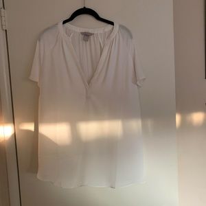 White Short Sleeve Blouse, Size XL